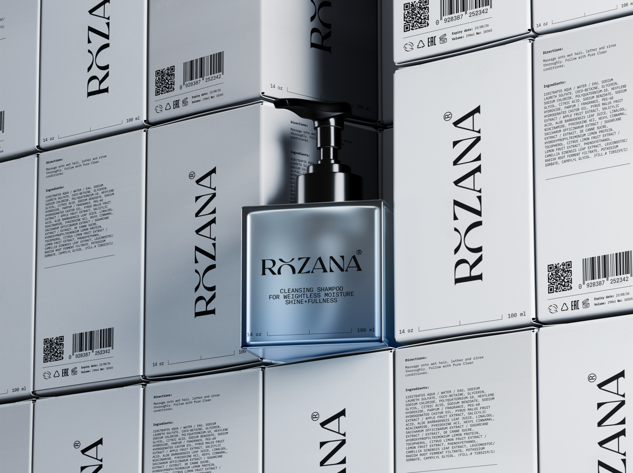 Rozana Brand Identity brand design brand identity branding cosmetic brand cosmetic packaging cosmetics design graphic design identity logo logo design luxury minimal packaging packaging design product design product photography skincare skincare product visual identity