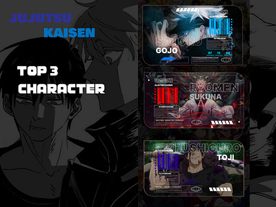 jujutsu kaisen ui edition top 3 character gojo graphic design jujutsu jujutsukaisen logo sukuna toji ui uidesign uiux