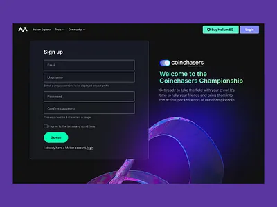 Coinchasers 3d community crypto cryptocurrency design financial log in mining modern sign in ui ux uxui