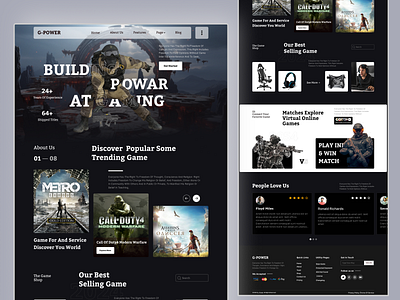 G- Power Gaming Server Landing page Design battle game esports freefire game landingpage gaming events gaming industry gaming template gaming ux gaming website pubg review squad ui design video gaming web design