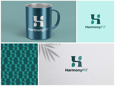 HarmonyFit Logo Design branding fitness logo gym logo health logo leaf