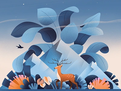 Deer🦌 adobe illustrator animal blue illustration deer deer art deer illustration illustration nature vector illustration website illustration