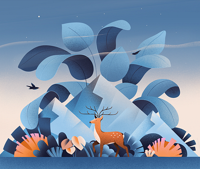 Deer🦌 adobe illustrator animal blue illustration deer deer art deer illustration illustration nature vector illustration website illustration