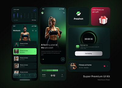 Proshot-workout app app app design design fasting fitness gym health ui uikit ux workout workoutapp