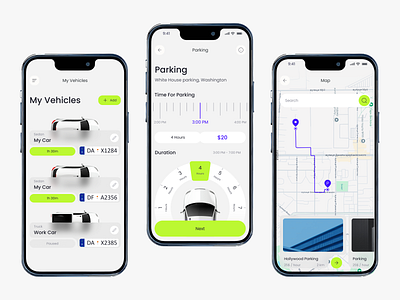 Parking app car figma map mobile parking route ui vehicles