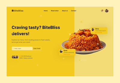 Food ordering website food hero scetion landing page ui ux webdesign