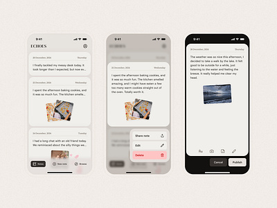 Echoes - Personal Daily Diary app design diary mobile app mobile design ui ux