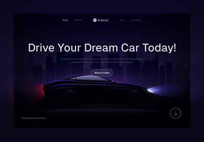 Ridehub::Autompbile website automobile hero section landing page ui design ux design