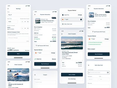 Booking Flow for a Yacht Rent App app branding figma ios app product design ui ux animation