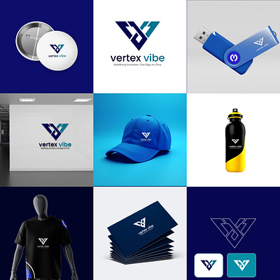 Vertex vibe logo design branding design graphic design illustration logo typography vector