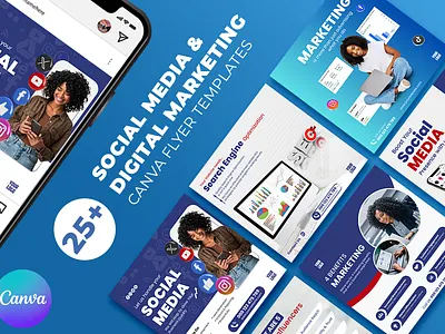 Digital Marketing Flyer Template Bundle branding canva template digital marketing digitalmarketing flyer flyer templates flyertemplate freelancedesigner graphic design graphicdesigner marketing flyer social media marketing