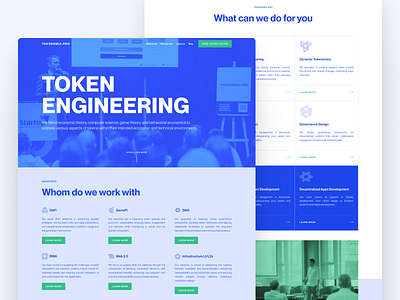 Tokenomia.pro - Company Website (desktop) blockchain blue branding company crypto green ui ux web3 website