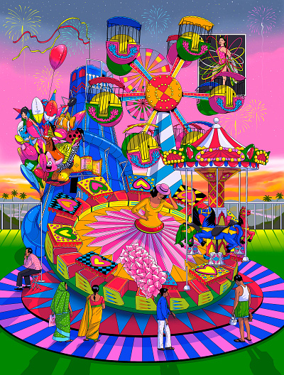 Life’s a carnival—enjoy the ride! 🎡🎠❤️ 2025 art carnival design happynewyear illustration sajid