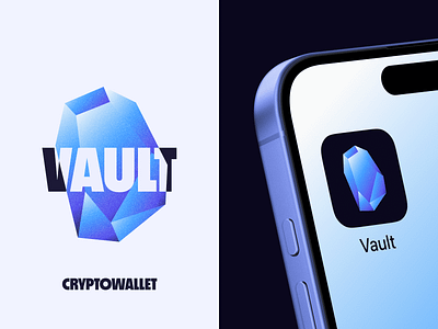 Vault - Crypto wallet app logo app app icon design branding crypto crystal icon ios logo obsidian vault wallet