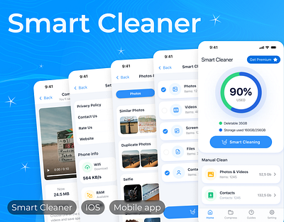 Smart Cleaner Design Mobile App app cleaner compress design ios mobile app smart ui uiux ux