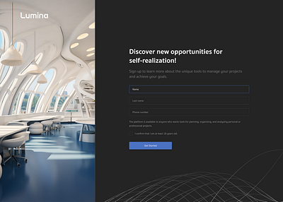 Modern Landing Page Design for Lumina Platform figmadesign landingpage minimalism uidesign uxdesign webdesign