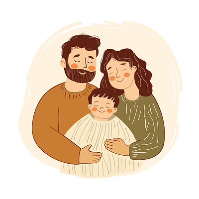 Loving Family Portrait illustration parenting warm