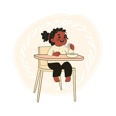 Baby Eating Illustration family