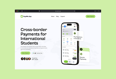 Pay4Me App - Fintech Landing Page branding design figma fintech fintech app fintech website landing page minimal productdesign prototype ui uiux usercentered website