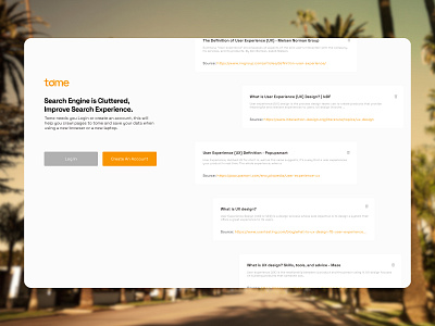 Search History AI Extension - Tome ai design search engine ui ui design website