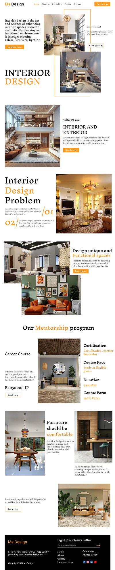 Interior Design Landing Page furniture interior design ui ux