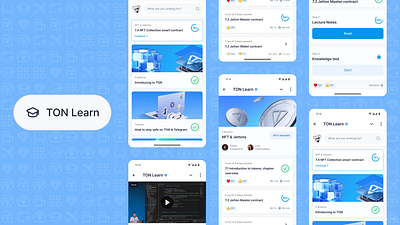 TON Learn – Mini App Concept branding crypto design figma mini apps miniapps product design telegram ton ui ux web3