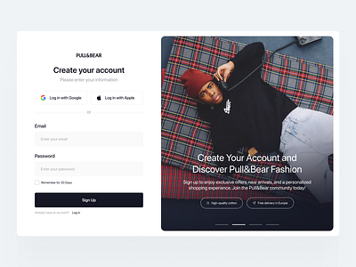 Pull&Bear - Create Account Page account component design figma graphic design page account pullbear ui ui design ux ux design