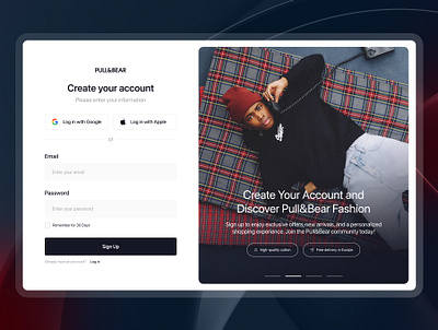 Create Account Page - P&B account component design figma graphic design page account pullbear ui ui design ux ux design