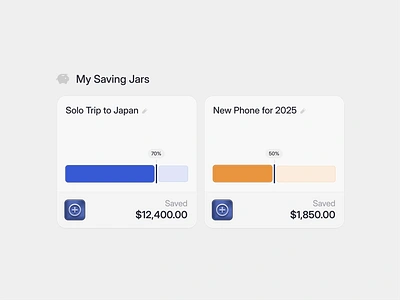 Saving Jars Card 💰 blue card clean component design ewallet finance fintech icon illustration interface jar minimal money progress saas savings simple target ui