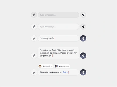Message Input Form 💬 button chat clean component design design system element form icon input interface message minimal saas simple state tag text textbox ui