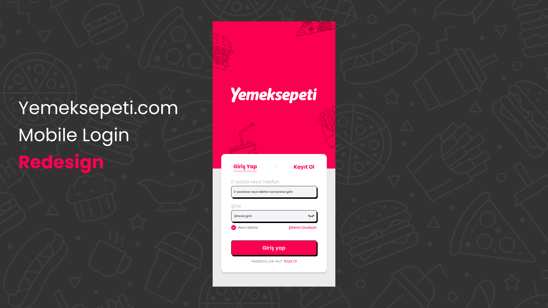 Yemeksepeti.com Mobile Login Redesign design login redesign shot ui ux yemeksepeti