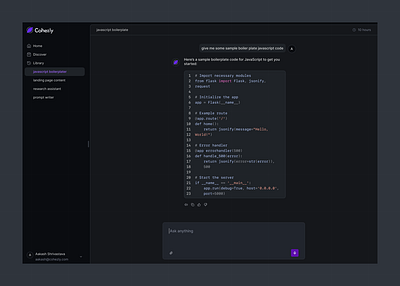 AI chat code generation - Cohezly ui