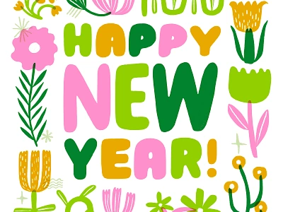 Happy New Year Lettering florals flowers hand lettering happy new year illustration lettering