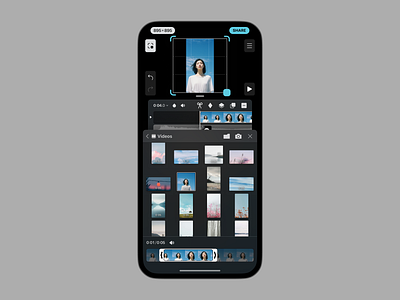 Mobile Video App Concept add app edit editor ios mobile modal timeline ui ux video