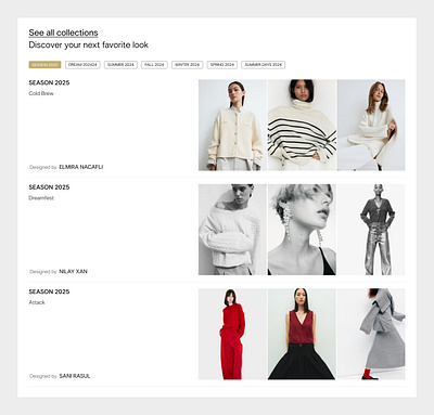 Home page, Collection section category collection design fashion luxury modern tag ui