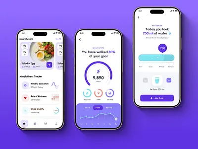 Harmiq Mobile App app app ui application design design app habit tracker health app health tracking healthy healthy habits healthy lifestyle lifestyle app mental health mindfulness mobile mobile app design mood tracker ui design uxui wellness