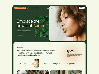 botanya – Organic Cosmetics Store banner beauty categories cosmetics design e commerce eco ecommerce hero nature ui ux web