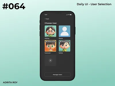 DailyUI 064 - User Selection 3d avatar accessibility dailychallenge dailyui design designer figma mobile ott platform portfolio product design streaming service ui user experience user interface user selection ux