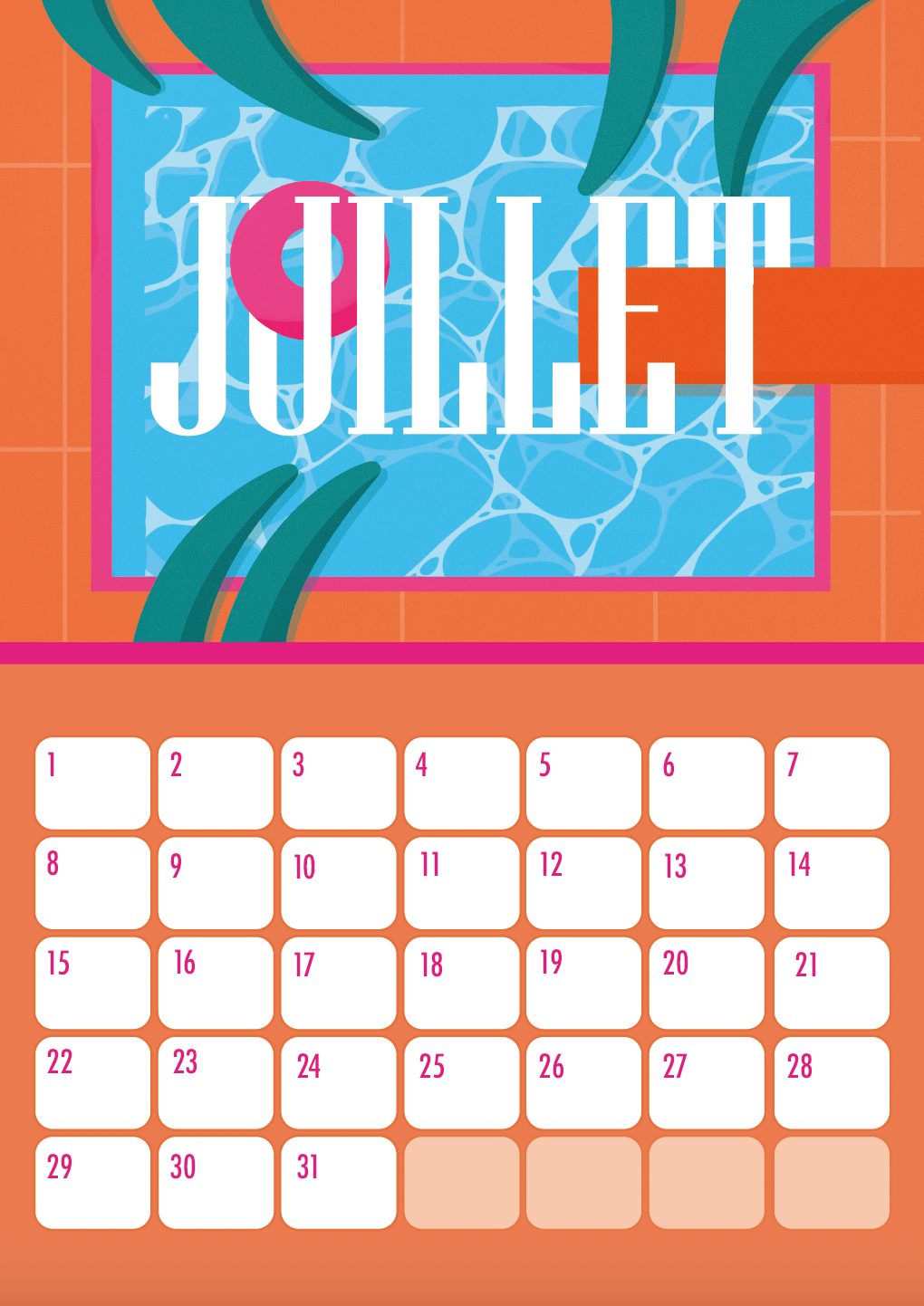JUILLET : Flat design graphic design