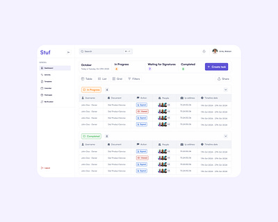 Stuf Documentation Dashboard Design 3d animation app design application branding dashboard dashboard design document graphic design mobile application motion graphics ui ux website design