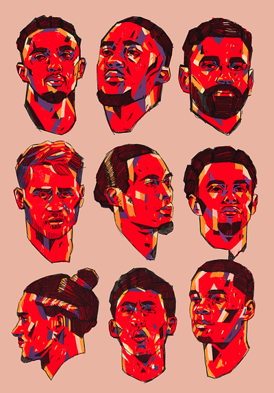 Liverpool - Top 9 character fc liverpool football football illustrated football illustrations football players illustrated football illustration illustrator liverpool people portrait portrait illustration procreate soccer soccer illustrated