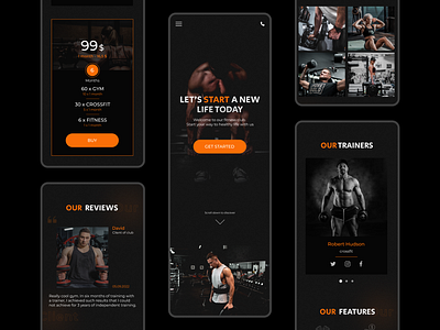 No Stop. Design for Fitness Club. Mobile black background design design inspiration fitness club gym health healthcare interface landing page mobile orange phone sport training ui ux webdesign website wellness workout