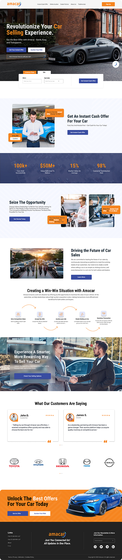 Car Sales Landing Page, UI Design, Web Design