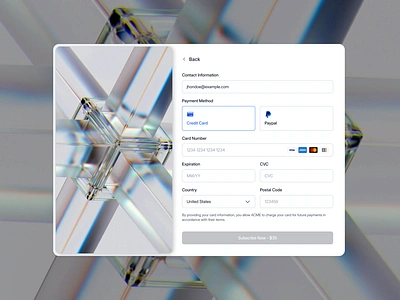 Daily UI Challenge #002: Credit Card Checkout branding checkout credit card e commerce order payment method paypal plan pricing stripe subscribe subscription