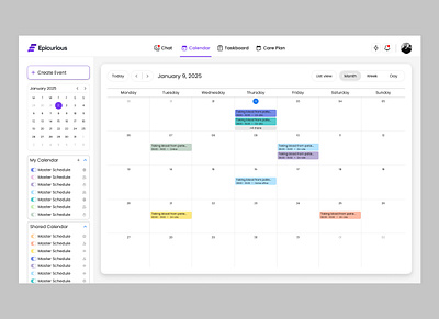 Calendar Design with Event Scheduling backend design branding cms design design erp software software design ui uiux uiux agency uiux design uiux designer