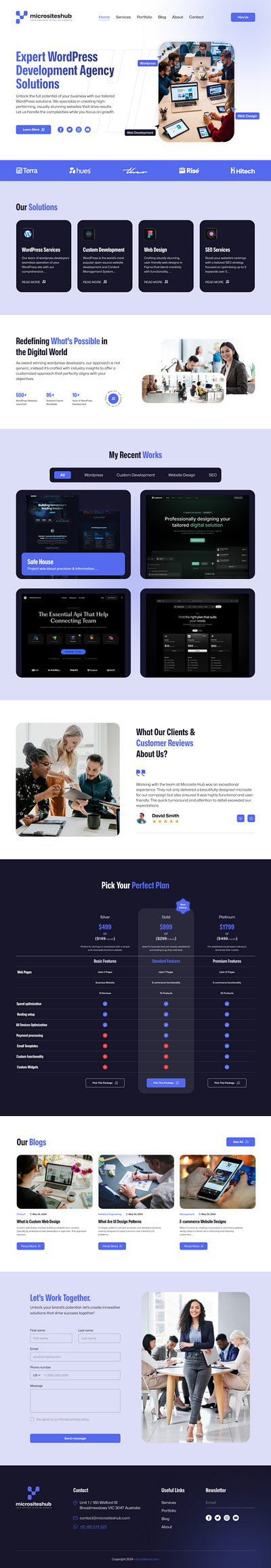 WordPress Development Landing Page, UI Design, Web Design