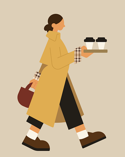 Delivering Coffees autumn coat coffee daily art design digital art fall graphic graphic design illustration minimal minimalism modern art new york poster poster art vector art