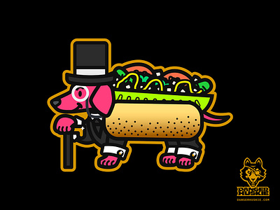 Fancy Chicago Dog chicago chicago dog dachshund dog fancy food happy new year illustration illustrator monocle new year top hat vector wiener dog windy city