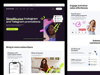 Chatplace - design concept for web site concept instagram landing telegram ui web design