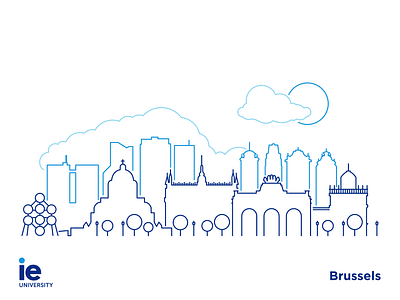 Brussels skyline for IE University brussels city cityskyline ie illustration illustrator line minimal skyline university vector